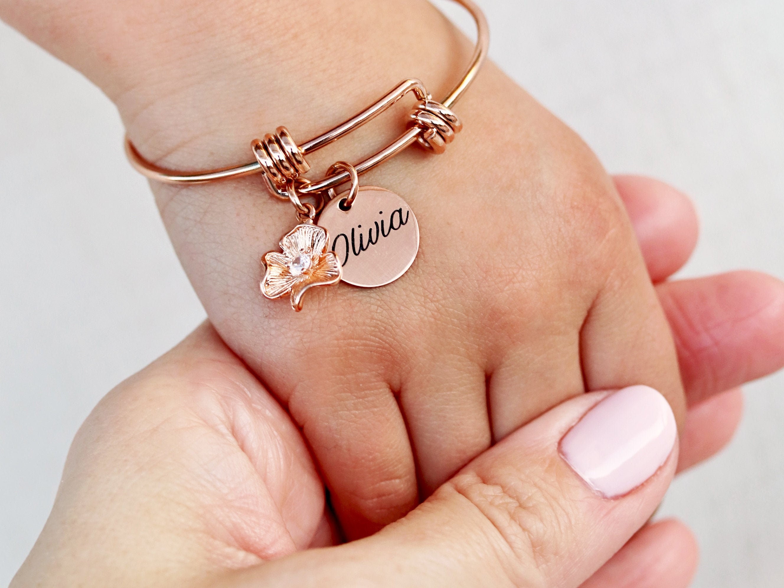 Baby Crystal Bracelet,Charm Bracelet,Name Bracelet for Flower Girl Birthday Gift 