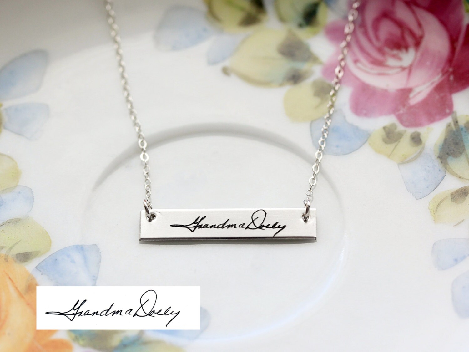 Handwriting Necklace Custom Engraved Handwriting Necklace Etsy