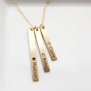 Birthstone Necklace Gold Bar Necklace Name Necklace Birthstone Necklace Engraved Necklace Birthstone Jewelry Personalized TBR1 image 2