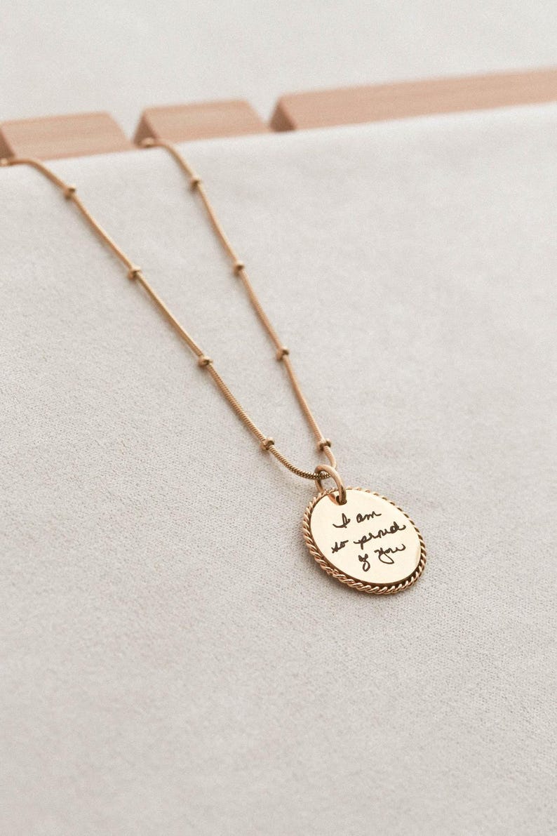 Handwriting Necklace - Actual Handwriting Jewelry Personalized Rope Necklace, Memorial Gift, Custom Signature Engraved Pendant, Rope ZUNO image 12