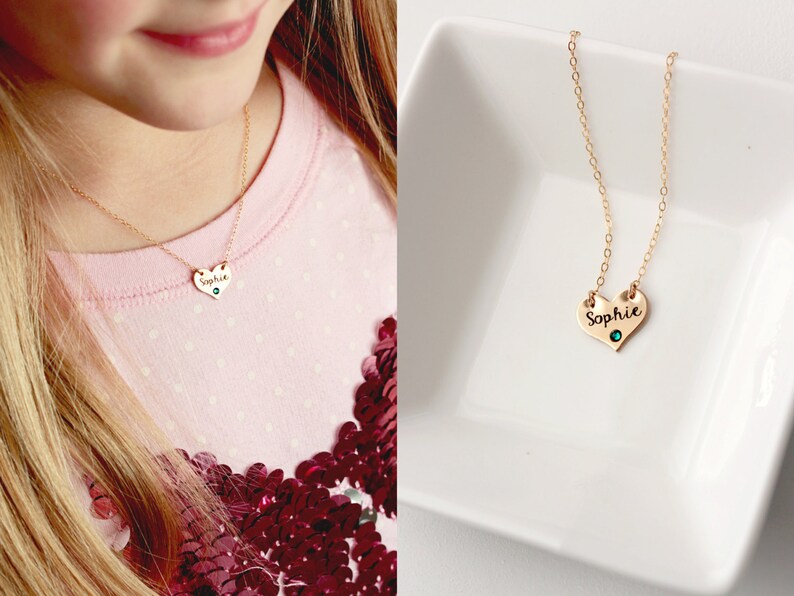Flower Girl Necklace Kids Name Necklace Collier Femme Etsy
