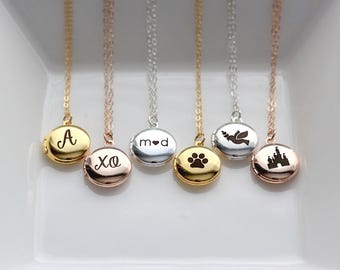 Personalized Locket / Photo Locket / Engraved Locket / Engraved Necklace / Locket Necklace / Gift for Her / Custom Locket / MINI  MXE