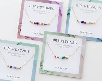 Birthstone Bar Necklace • Birthstone Necklace • Gemstone Bar Necklace • Birthstone Jewelry • Birthstone Bar • Personalized Gifts for Mom GM1