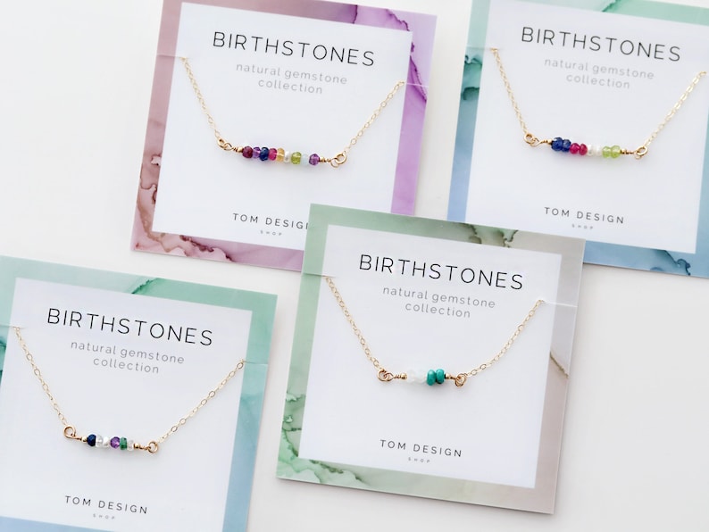 Birthstone Bar Necklace • Birthstone Necklace • Gemstone Bar Necklace • Birthstone Jewelry • Birthstone Bar • Personalized Gifts for Mom GEM 