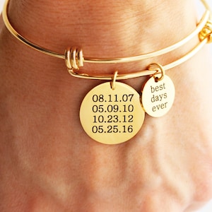 Date Bangle Bracelet Date Bracelet Wedding Date Bangle Anniversary Date Bracelet Bridesmaid Gift Personalized Gift 19 13 SLD image 3