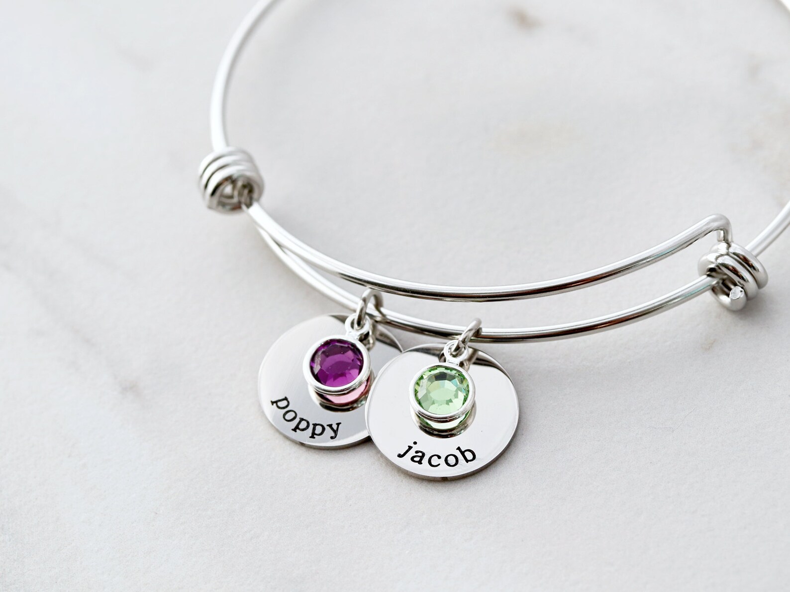 Birthstone Bracelet / Birthstone Charm Bracelet / Names Etsy