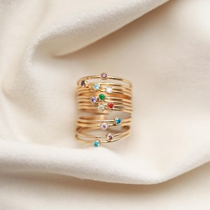 Birthstone Stacking Ring - 14k Gold Filled Personalized Gemstone Ring, Dainty Silver Ring, Custom Birthstone Jewelry Gift for Her, Ring RNG