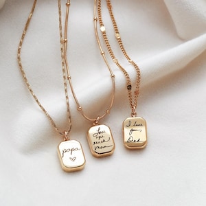 Collar con colgante de escritura a mano - Joyería con escritura a mano real, colgante de oro personalizado, collar con firma personalizada, regalo conmemorativo, octogonal ZUNO imagen 7