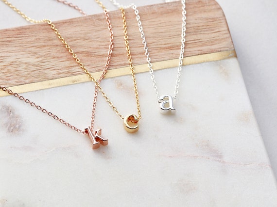 Initial pendant charm for necklace 14k gold, sterling silver rose gold ,  gold initial charm Lowercase