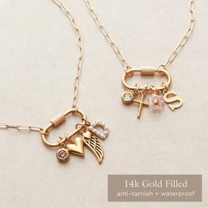 Collar con dije de mosquetón - Collar personalizado, ajustable, crea el tuyo propio, resistente al agua y al deslustre para mujer JAXO
