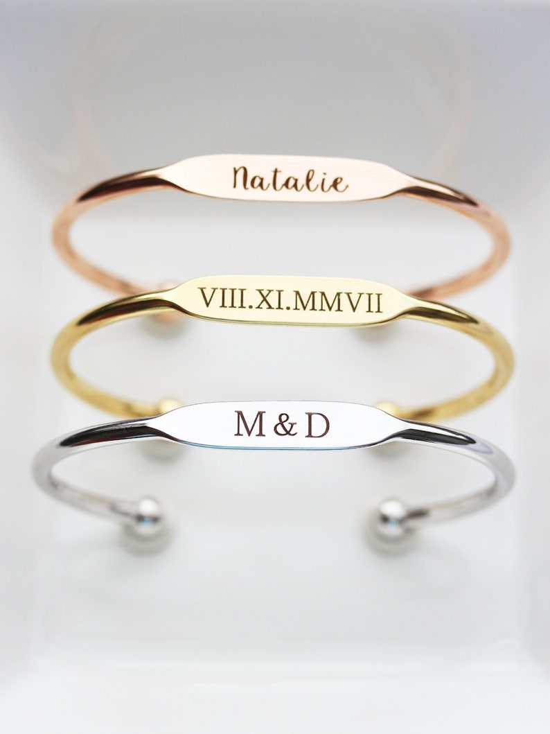 Engraved Bracelets / Engraved Bangle / Name Bracelet / Etsy