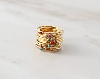 Birthstone Stacking Ring • Dainty Birthstone Ring • Birthstone Ring • Family Jewelry • Stacking Ring • Minimalist Ring • Stackable Ring  RNG