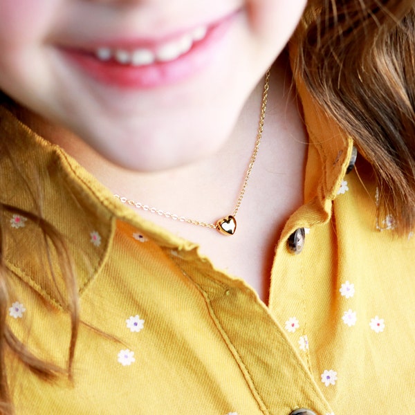 Children's Heart Necklace - Flower Girl Necklace, Childrens Heart Necklace, Gift for Kids, Child Flower Girl Gift Flower Girl Jewelry, CHMS