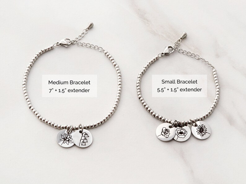 birth flower charm bracelet