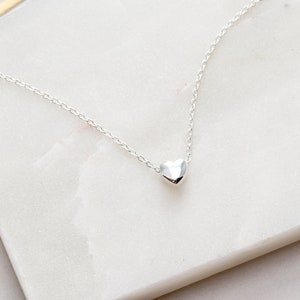 Heart Necklace Tiny Heart Charm Necklace Gift for Her Dainty Necklace Layering Necklace Heart Jewelry Minimalist Necklace CHMS image 3