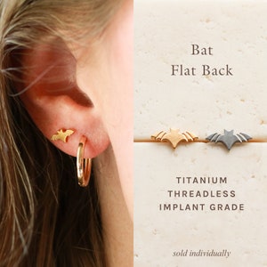 Bat Flat Back Stud - Halloween Earrings, Titanium Flat Backs, Flat Back Studs, Bat Earrings, Implant Grade, Hypoallergenic, Halloween FLB
