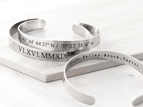 Gift for Him • Men's Cuff Bracelet • Men's Personalized Bracelet • Groom Gift • Men's Bracelet • Custom Engraved Cuff • Custom Mens, ECB