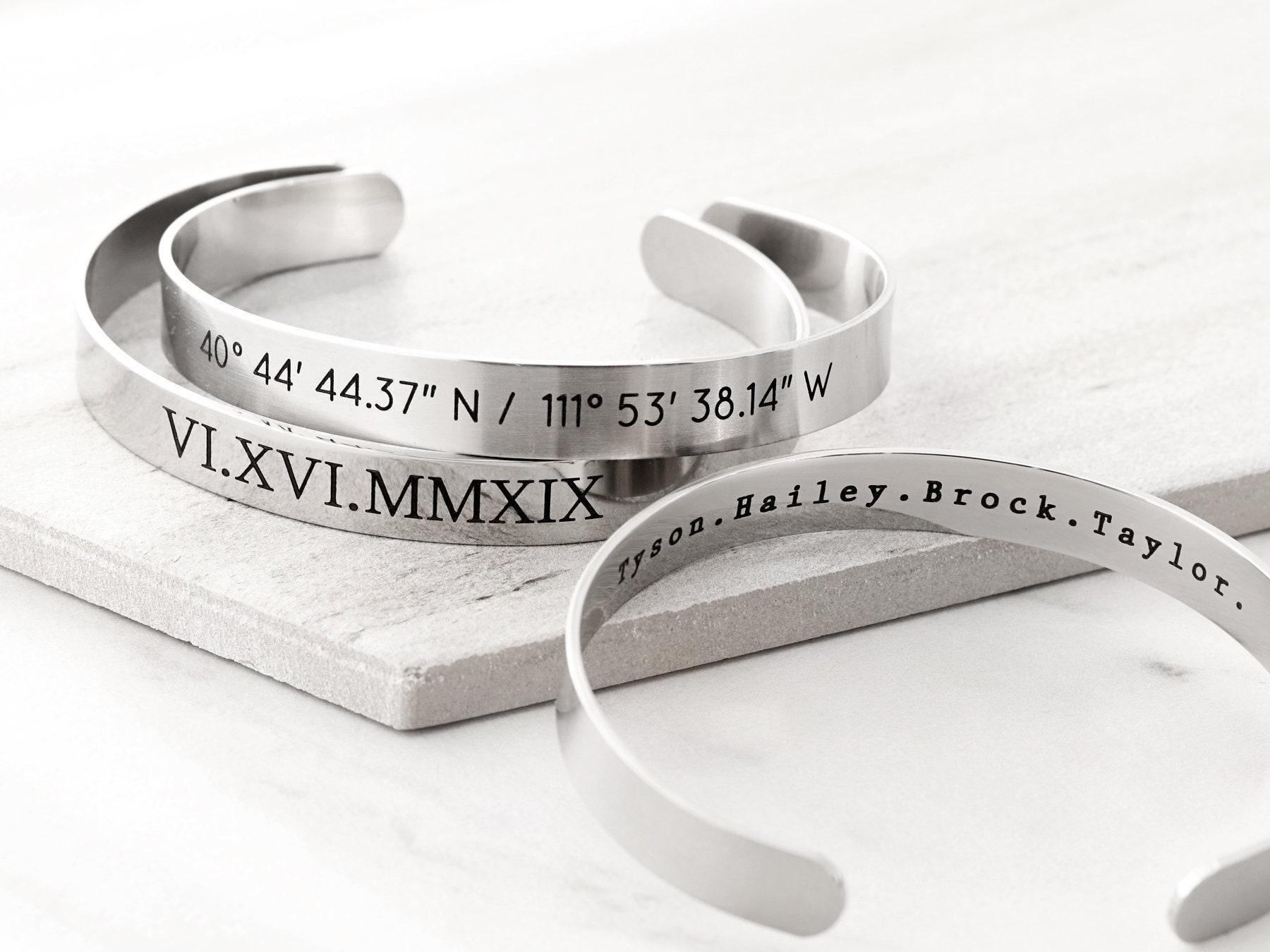 Mens Silver Stainless Steel Adjustable Cuff Bracelet - 8 Inch, Unisex, 316L