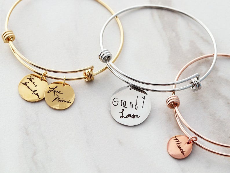 Pulsera con escritura a mano • Pulsera con firma • Escritura a mano real • Pulsera rígida con escritura a mano • Regalo conmemorativo • ZUNO personalizado imagen 3