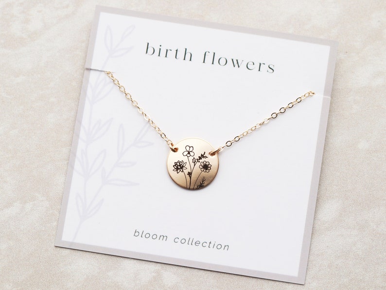 Birth Flower Bouquet Flower Necklace Floral Birth Necklace Mother's Day Gift Gift for Mom Birth Flowers Grandma Gift Mom BFL image 3