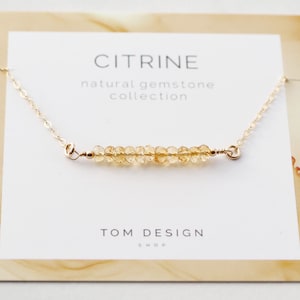 Citrine Bar Necklace • Dainty Citrine • Gemstone Necklace • Gemstone Bar Necklace • Birthstone Necklace • November Birthday Natural GM1