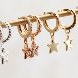 Star Huggie Earrings • Star Dangle Earrings • Minimalist Earrings • Hypoallergenic • Celestial Earrings • Zodiac Earrings • Dainty ERG