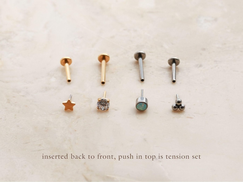 Titanium Insertion Tool Flat Back Insertion Tool, Threadless Push Pin, Flat Back Earrings, Hypoallergenic, 18 Gauge Insertion Guide FEXI image 6