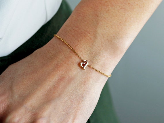 Personalized Initial Bracelet Dainty Gold Monogram Arm 