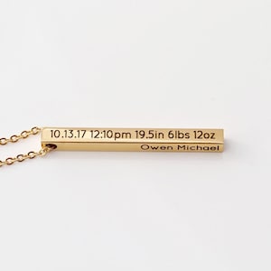 Name Necklace • Mother's Day Gift • Grandmother Gift • Custom Name Necklace • Bar Necklace • 4 Sided Bar • Custom Bar • Personalized Bar 4SE image 3