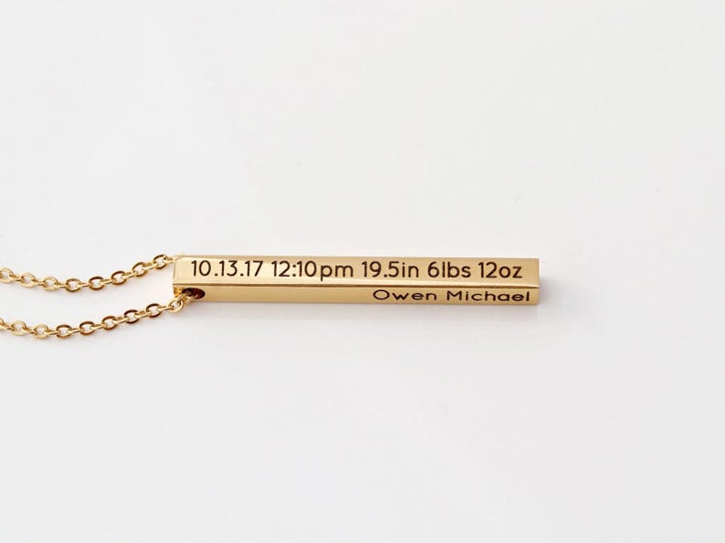 Name Necklace • Mother's Day Gift • Grandmother Gift • Custom Name Necklace • Bar Necklace • 4 Sided Bar • Custom Bar • Personalized Bar 4SE image 3