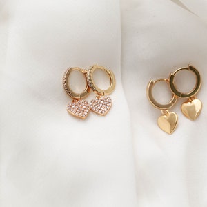 Heart Huggie Earrings Heart Earrings Dangle Earrings Minimalist Earrings Hypoallergenic Bridesmaid Gift Dainty Earrings ERG image 8