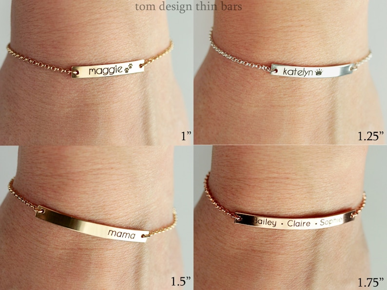 Engraved Bracelet / Birthstone Bracelet / Name Bracelet / Etsy