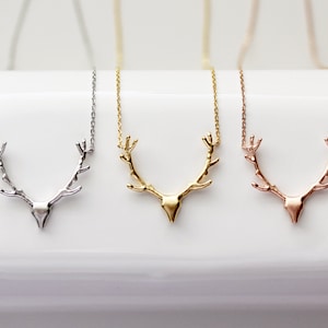 Deer Necklace Antler Necklace Gold Antler Necklace Elk Antler Pendant Antler Jewelry Deer Antler Jewelry Deer Jewelry CHMS image 1
