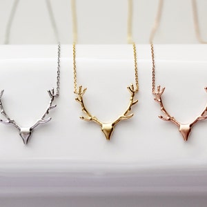 Deer Necklace Antler Necklace Gold Antler Necklace Elk Antler Pendant Antler Jewelry Deer Antler Jewelry Deer Jewelry CHMS image 1