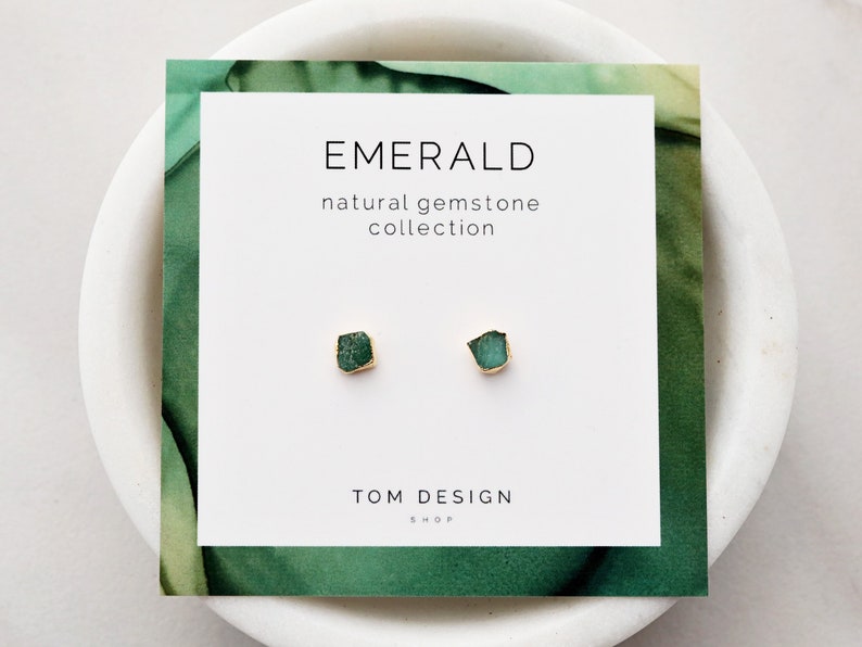 Emerald Post Earrings • Emerald Stud Earrings • Emerald Gemstone • May Birthday • Gemstone Earrings • Bridesmaid Gift • May Birthstone GMP 