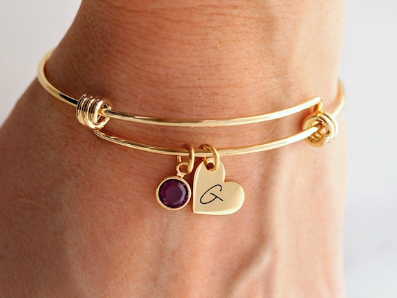 Letter Bracelet Birthstone Bracelet Initial Bracelet