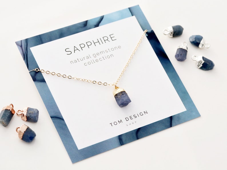 Sapphire Necklace Natural Sapphire Gemstone Necklace September Birthstone September Birthday Gift Gift for Her Sapphire Gift GM1 image 2