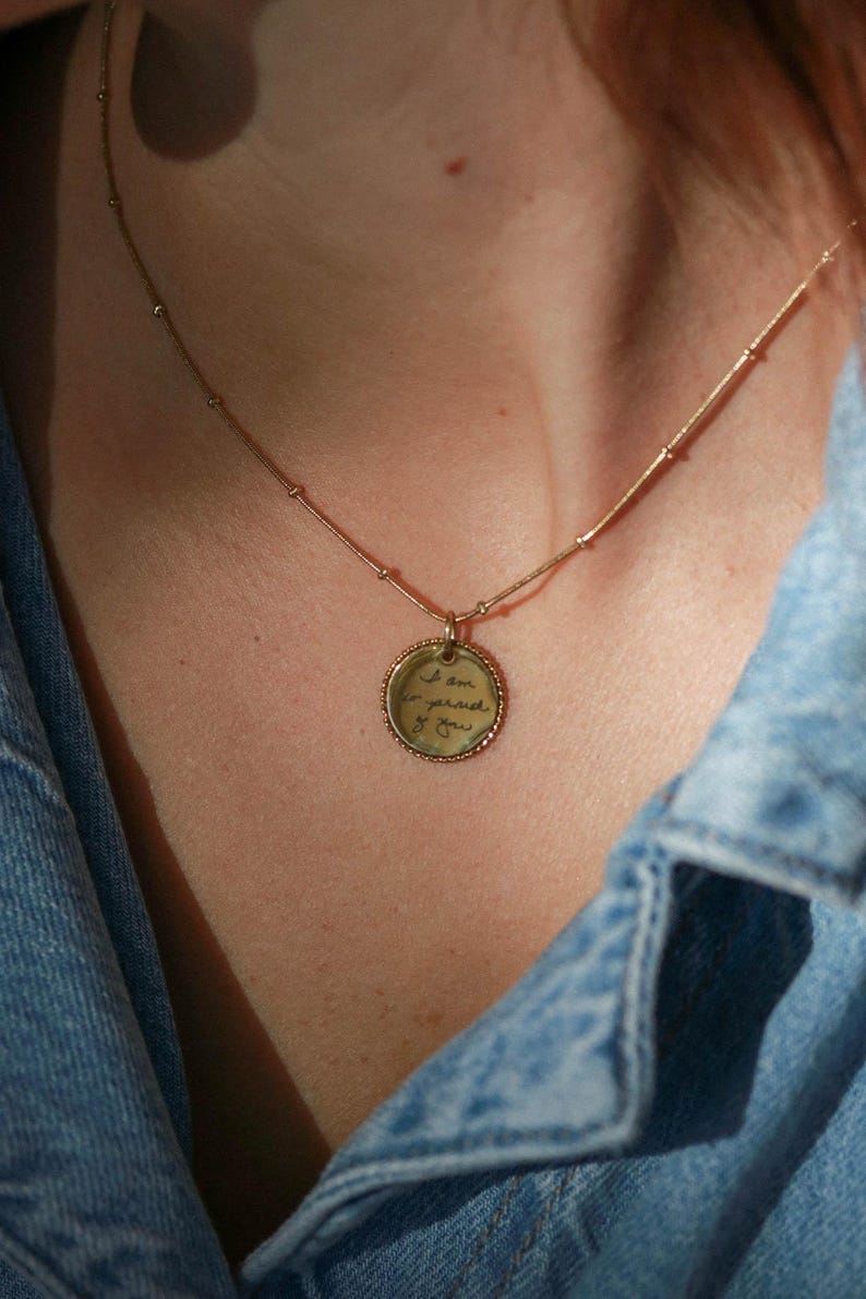 Handwriting Necklace - Actual Handwriting Jewelry Personalized Rope Necklace, Memorial Gift, Custom Signature Engraved Pendant, Rope ZUNO image 11