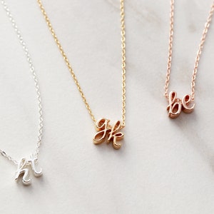 Personalized Initial Necklace Best Friend Gift Tiny Initial Mini Letter Necklace Gift For Her Bridesmaid Gift CURSIVE CHMS image 5