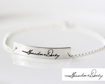 Handwriting Bracelet - Custom Handwriting, Engraved Bracelet, Handwriting Bracelet, Gift for Her, Signature Handwriting Bracelet HND