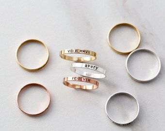 Personalized Ring • Dainty Ring • Name Ring • Stacking Ring • Minimalist Ring • Engraved Ring • Custom Band Ring • Stacking Flat Band • RNG