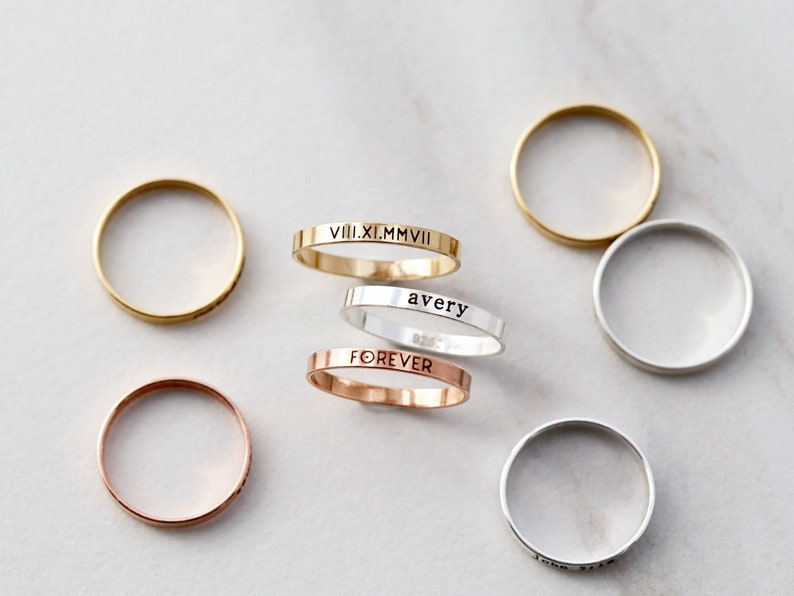 Personalized Ring • Dainty Ring • Name Ring • Stacking Ring • Minimalist Ring • Engraved Ring • Custom Band Ring • Stacking Flat Band • RNG 