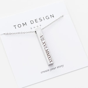 Name Necklace • Mother's Day Gift • Grandmother Gift • Custom Name Necklace • Bar Necklace • 4 Sided Bar • Custom Bar • Personalized Bar 4SE image 5