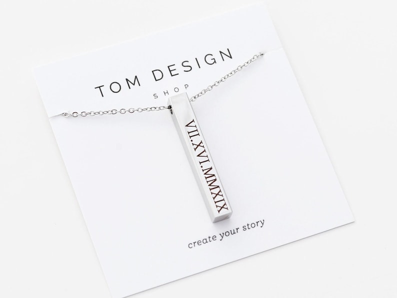 Name Necklace • Mother's Day Gift • Grandmother Gift • Custom Name Necklace • Bar Necklace • 4 Sided Bar • Custom Bar • Personalized Bar 4SE image 5
