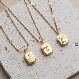 Collar con colgante de escritura a mano - Joyería con escritura a mano real, colgante de oro personalizado, collar con firma personalizada, regalo conmemorativo, octogonal ZUNO imagen 5