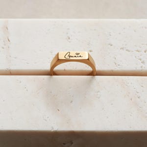 Handwriting Signet Bar Ring - Personalized Ring, Custom Memorial Gift, Signature Ring, Engraved Ring, Custom Ring, Memorial Ring RNG