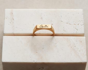 Anillo con sello y escritura a mano - Anillo personalizado, regalo conmemorativo personalizado, anillo de firma, anillo grabado, anillo personalizado, anillo conmemorativo RNG