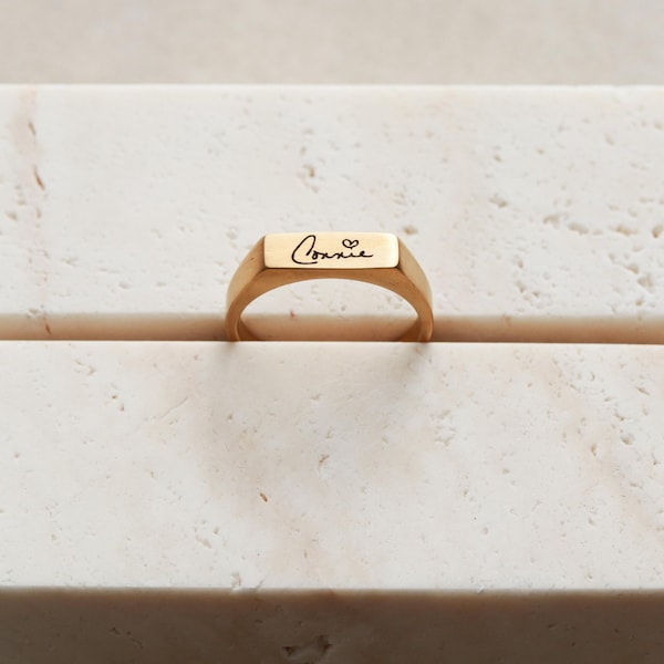 Handwriting Signet Bar Ring - Personalized Ring, Custom Memorial Gift, Signature Ring, Engraved Ring, Custom Ring, Memorial Ring RNG