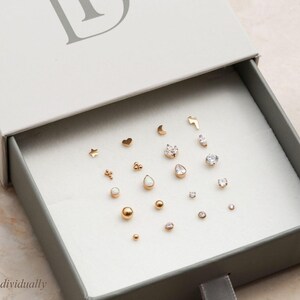 Ball Flat Back Stud Titanium Earrings, Threadless Push Pin Earrings, Medical Grade, Dainty Piercing, Hypoallergenic, Nap Earrings Stud FEXI image 7