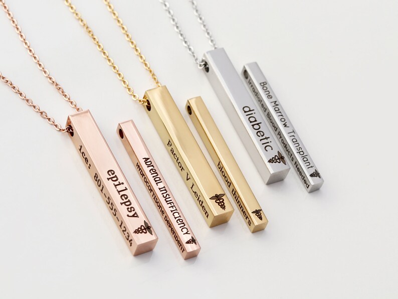 Men's Medical ID Necklace / Medical ID Necklace / Medical Etsy